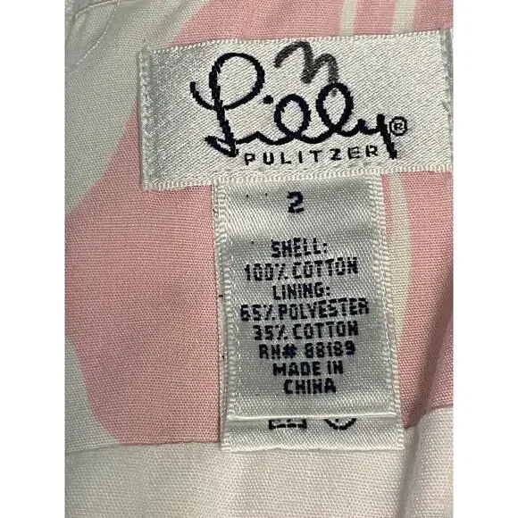 Lilly Pulitzer Women's Strapless Pink Green White Ocean Themed Dress Size 2 - Picture 3 of 7